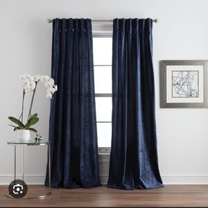 DKNY Blue Chenille Curtain Panel, pair